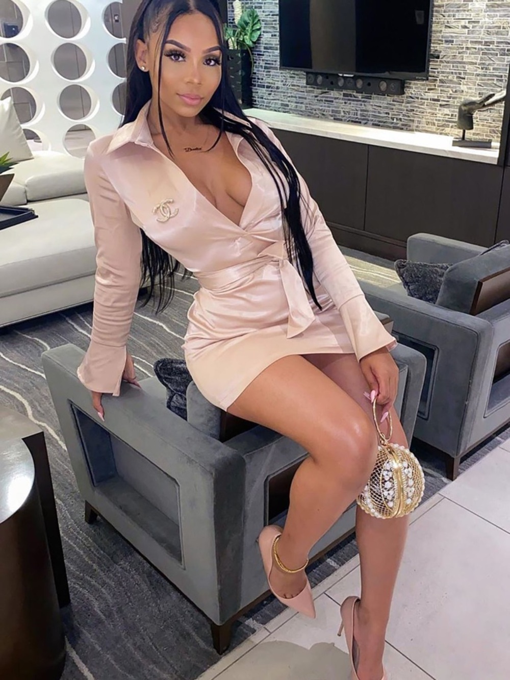 Fashion Nova Step Up Satin Mini Dress - Pink